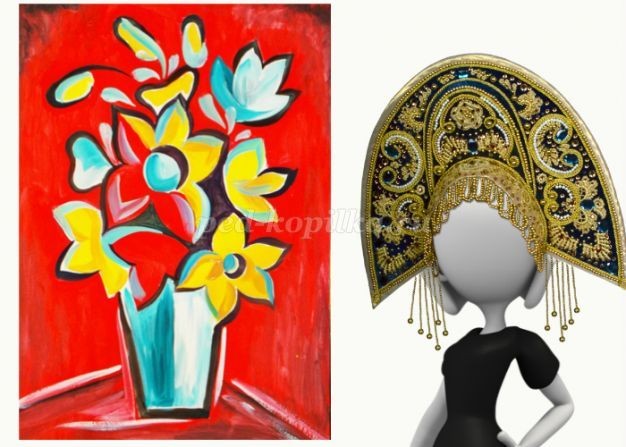 Декоративный натюрморт гуашью для детей Декоративный натюрморт гуашью для детей