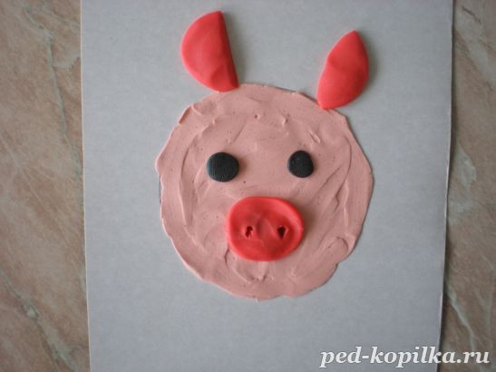 ​Рисование свинки пластилином