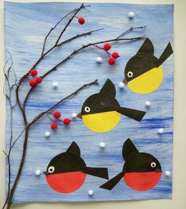​Аппликация "Зимние пташки"