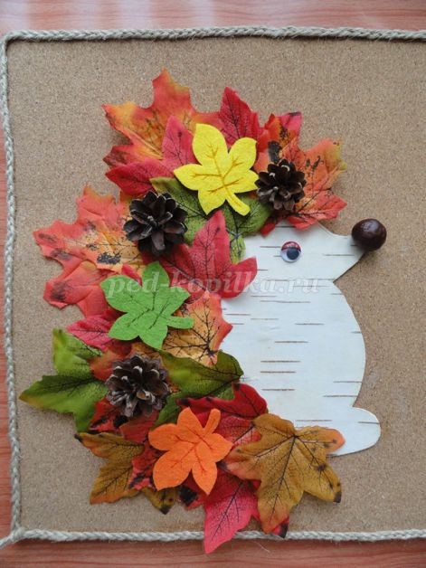 Аппликация с использованием природного материала: ёж в дороге Аппликация с использованием природного материала: ёж в дороге