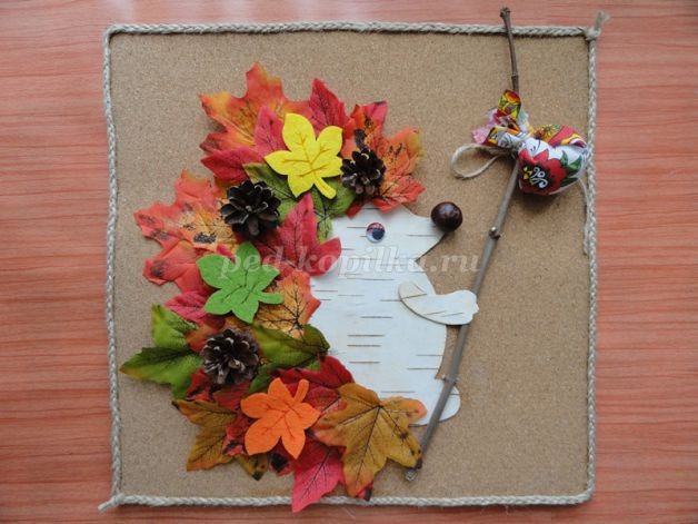 Аппликация с использованием природного материала: ёж в дороге Аппликация с использованием природного материала: ёж в дороге