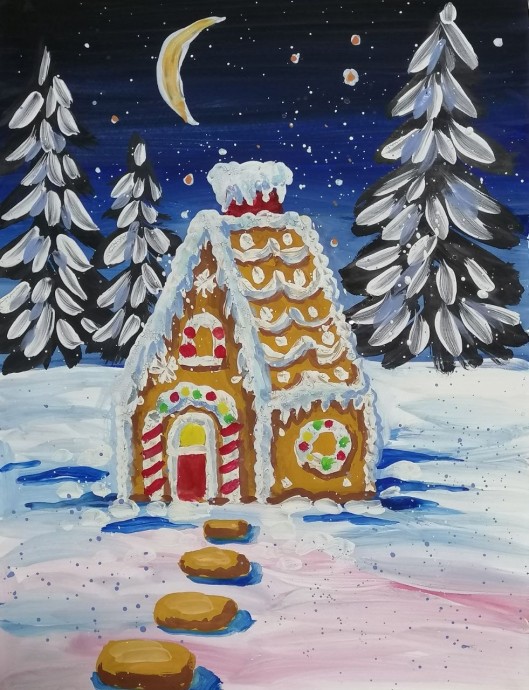 ​Рисуем с детьми пряничный домик