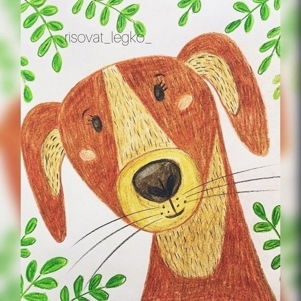 Рисуем пёсика с висящими ушками Рисуем пёсика с висящими ушками