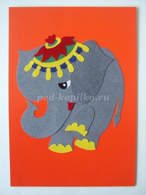 Аппликация из бархатной бумаги "Слонёнок" Аппликация из бархатной бумаги "Слонёнок"