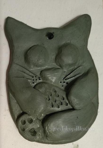 ​Кот из скульптурной глины детскими руками: часть 4