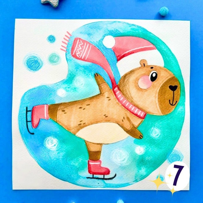 Рисуем новогоднюю капибару Рисуем новогоднюю капибару