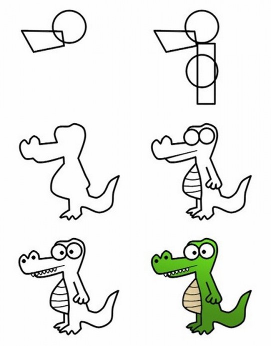 ​Рисуем с детьми крокодила