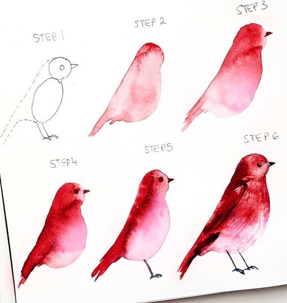 ​Рисуем с детьми птичек