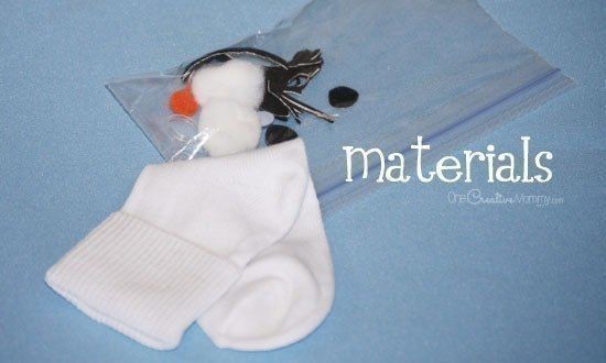 Снеговичок из белого носочка Снеговичок из белого носочка