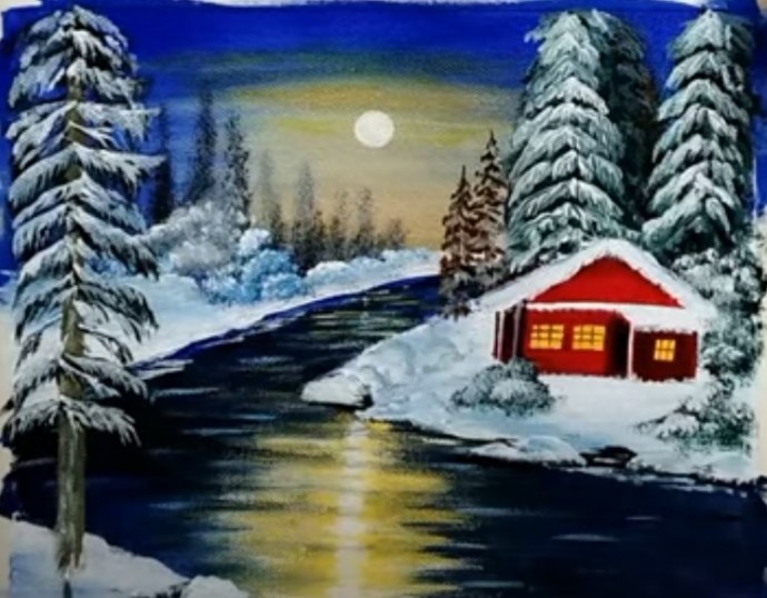 ​Дом в снегу у реки