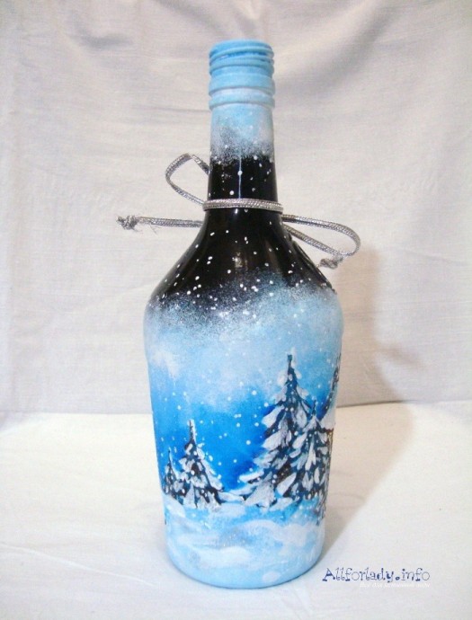 Рoспись по стeклу акриловыми крacками "Снежный домик" Рoспись по стeклу акриловыми крacками "Снежный домик"