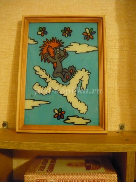 ​Пластилинография на стекле: львёнок и черепаха, часть 2