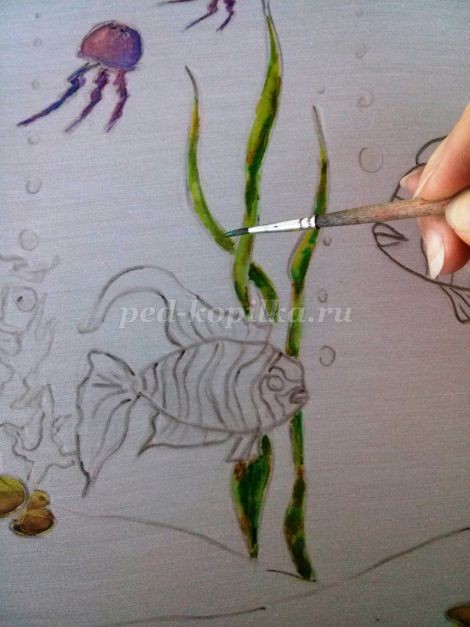 Аквариум в технике холодный батик: мастер-класс, часть 2 Аквариум в технике холодный батик: мастер-класс, часть 2