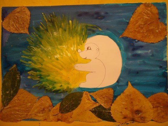 Рисуем пластилином ёжика или пластилинография