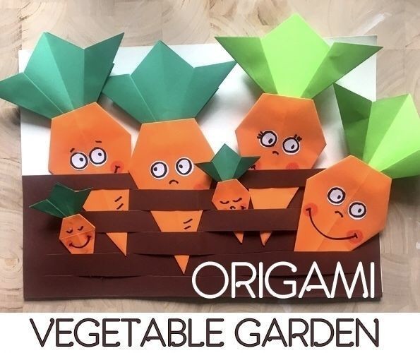 Веселая морковная грядка оригами