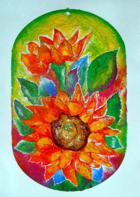 ​Подсолнухи из бумаги: часть 3