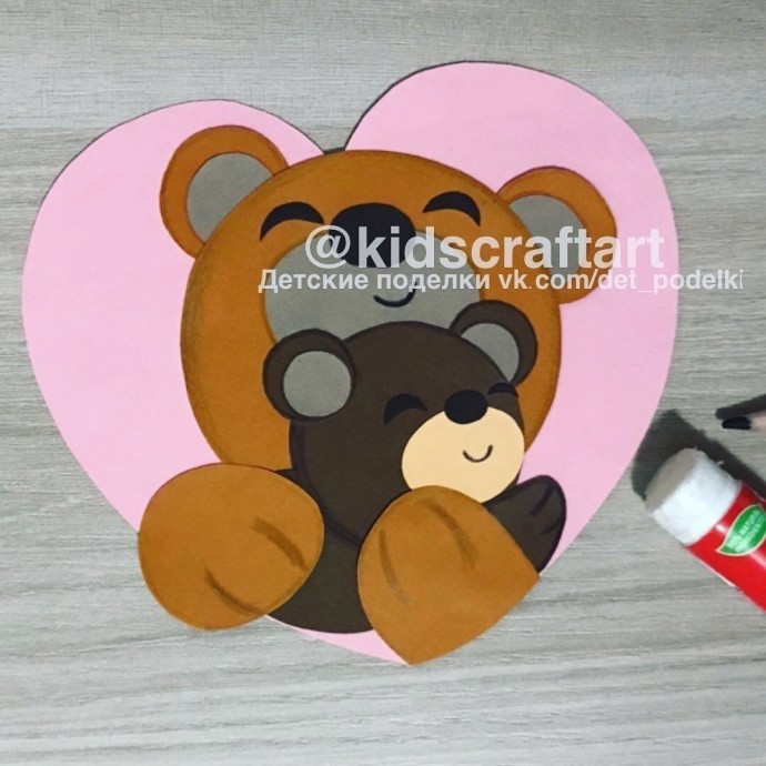 Детские поделки и аппликации: :Мама-мишка с медвежонком"