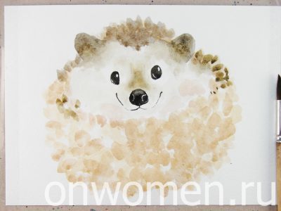 Ежик акварелью