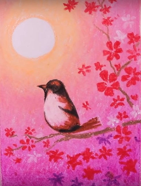 Птичка на цветущей веточке Птичка на цветущей веточке