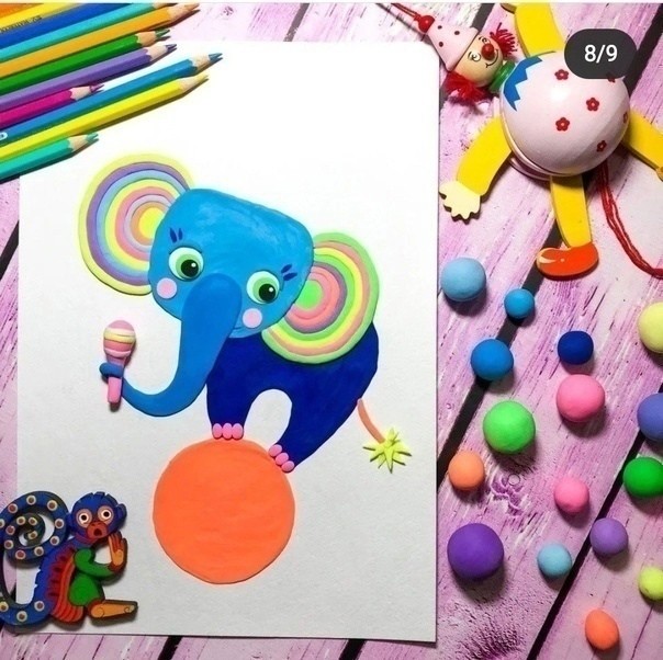 Рисуем слоненка пластилином Рисуем слоненка пластилином