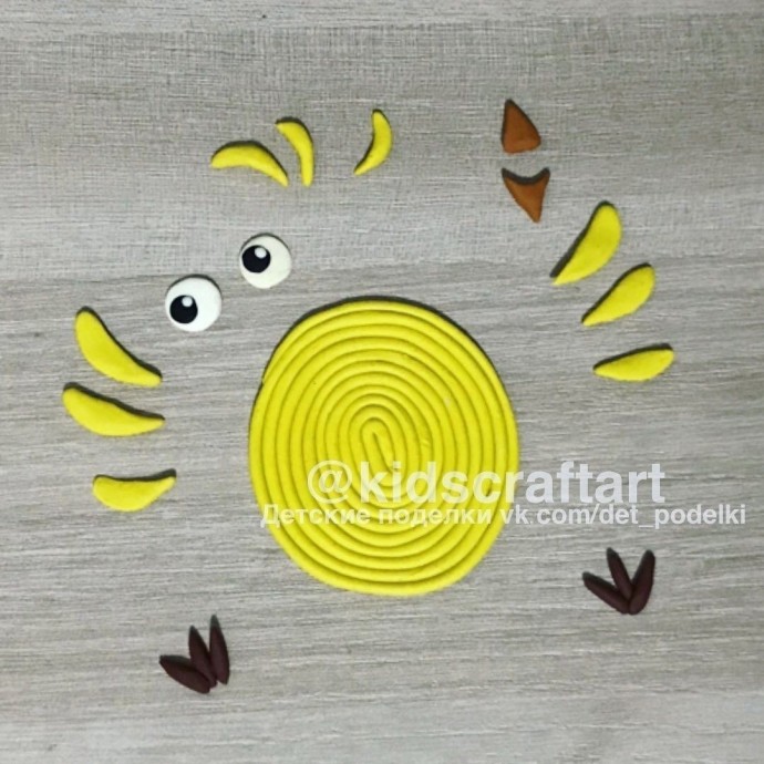 Пластилиновая пасхальная аппликация "Цыпленок"