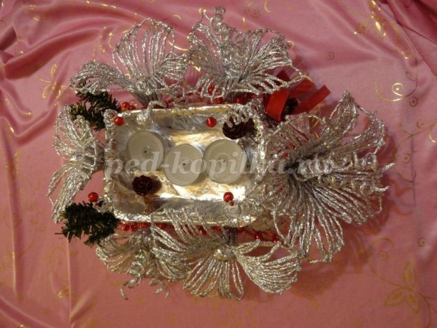 Мастерим с детьми новогодний подсвечник из фольги: часть 2