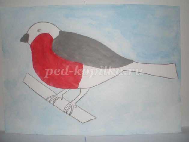 Пластилинография "Снегирь зимой": часть 1