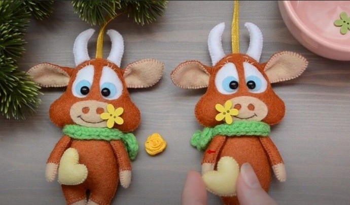 Выкройки бычков из фетра