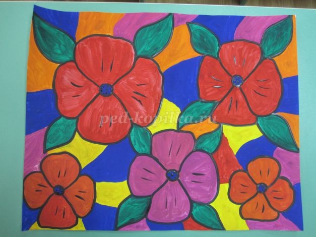 ​Цветы в технике витраж: часть 3
