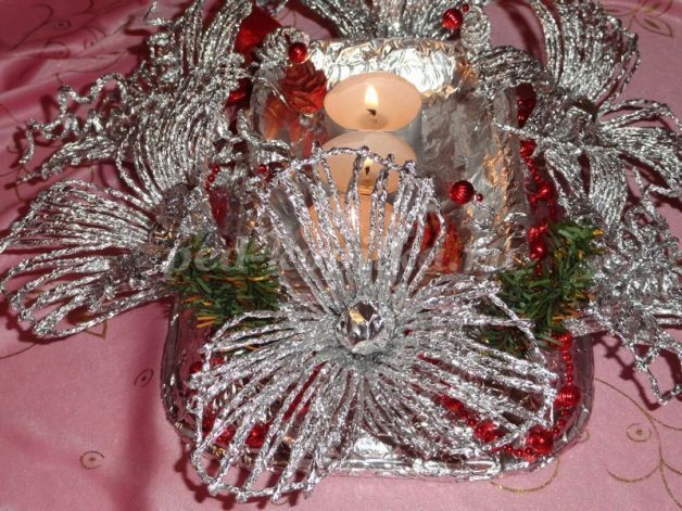 Мастерим с детьми новогодний подсвечник из фольги: часть 2