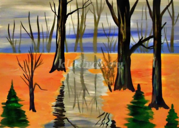 Рисуем с детьми тропинку в осеннем лесу