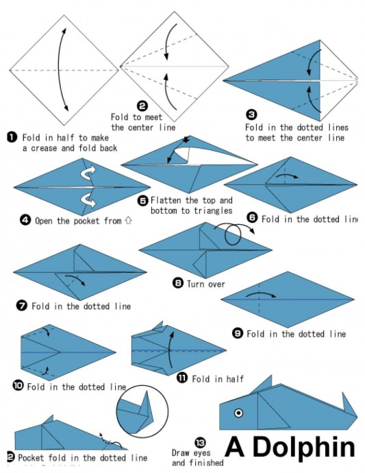 Киты, акулы и дельфины в технике оригами