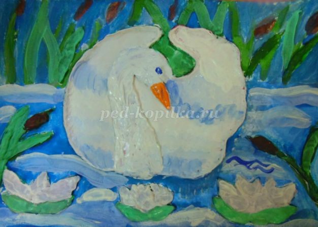 Панно в смешанной технике "Лебедь": часть 2 Панно в смешанной технике "Лебедь": часть 2