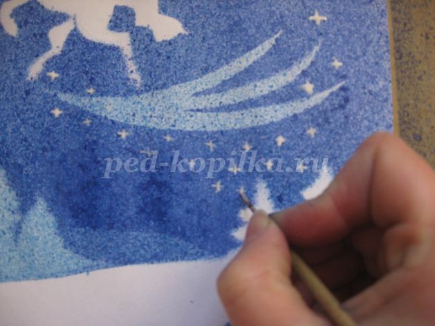 ​Мастер-класс по рисованию: набрызг многослойный "Волшебница зима", часть 2