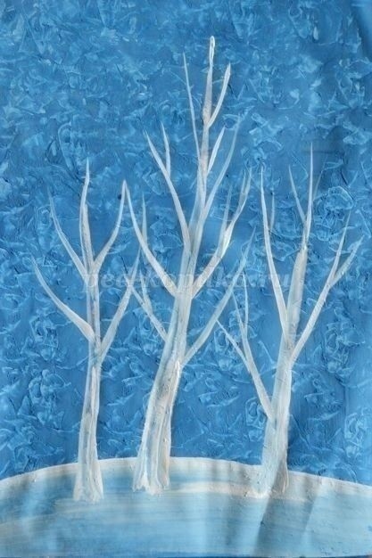 Рисование зимнего пейзажа в нетрадиционной технике