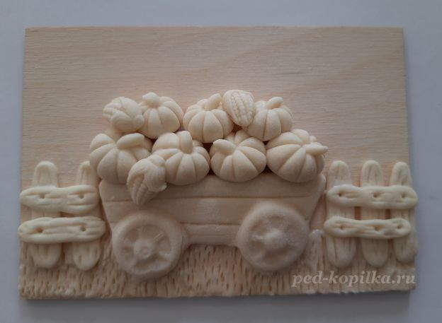 ​Осеннее панно с тыквами из солёного теста: часть 2