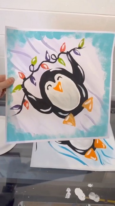 ​Рисуем пингвина на горке