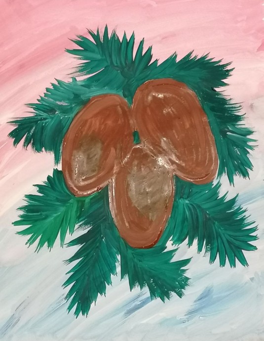 Рисуем шишки в снегу