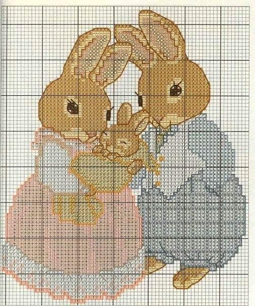 Вышиваем с детьми сюжеты с кроликами - милым символом 2023