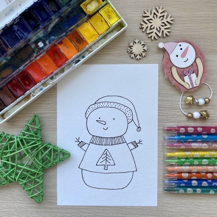 Рисуем снеговика