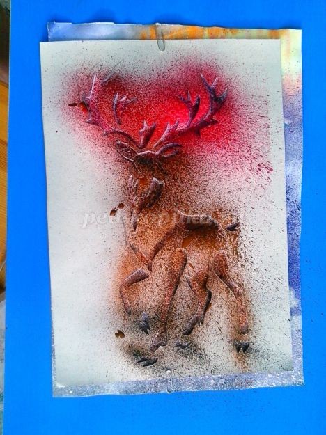 Нетрадиционная техника рисования "Северный олень", набрызг, часть 2 Нетрадиционная техника рисования "Северный олень", набрызг, часть 2