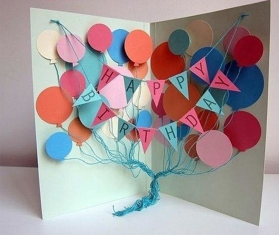 Открытка к дню рождения "Воздушные шары"