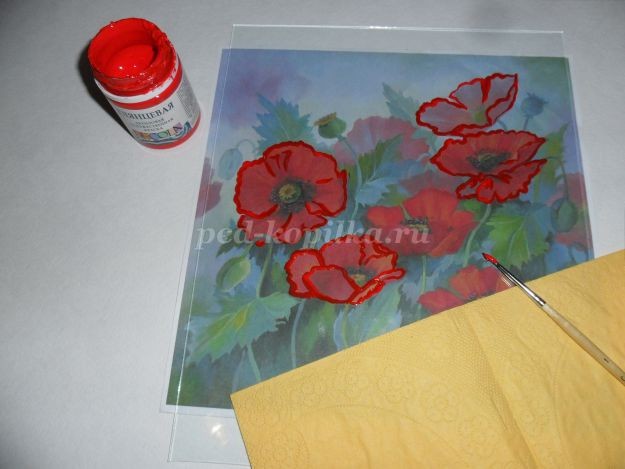 Пластилинография на стекле: маки Пластилинография на стекле: маки