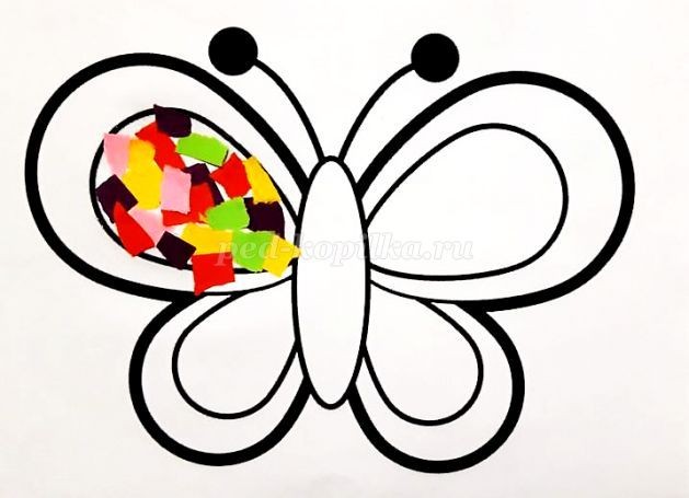 Обрывная аппликация из бумаги "Бабочка"