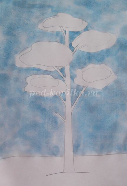 Рисование сосны в технике акварель