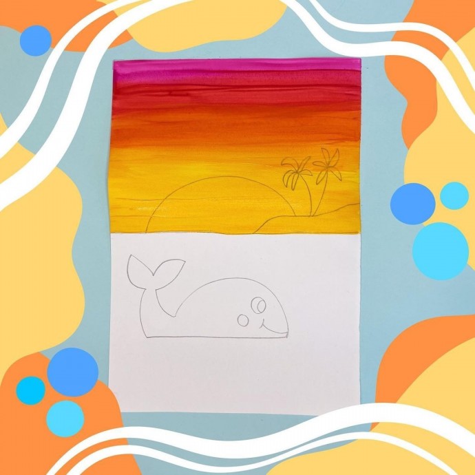 Кит и морской закат Кит и морской закат