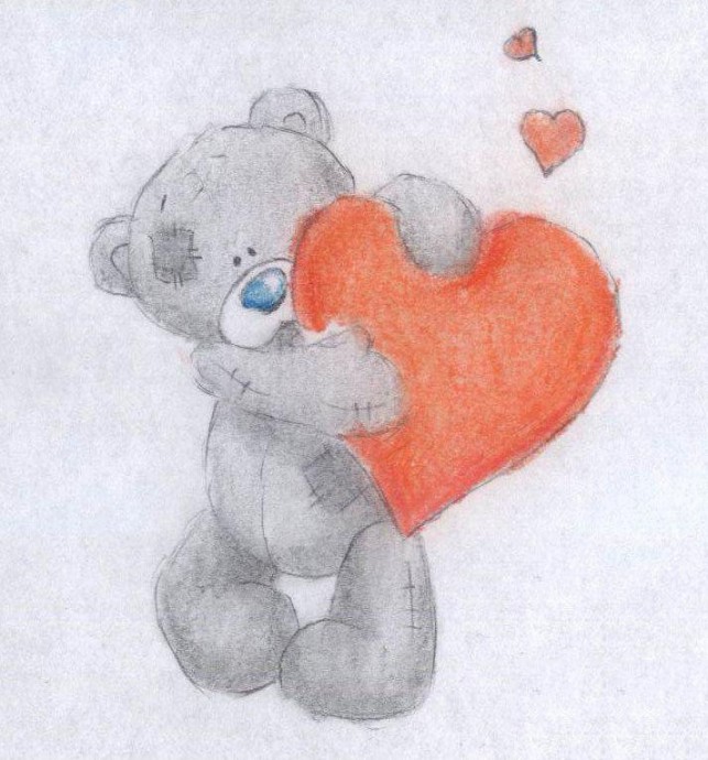 ​Рисуем медвежонка с сердцем