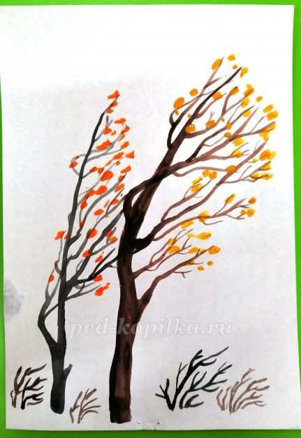 Рисование осеннего дерева