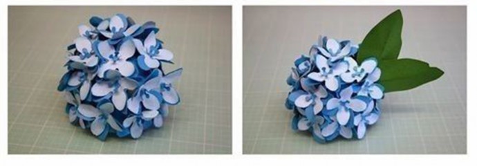 ​Цветок гортензии из бумаги