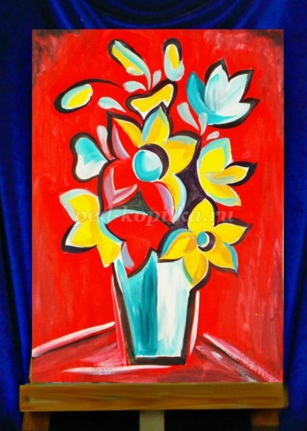 Декоративный натюрморт гуашью для детей Декоративный натюрморт гуашью для детей